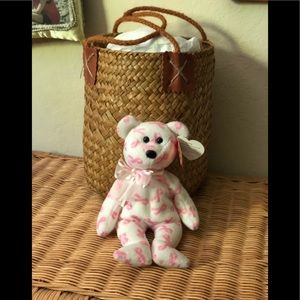 Excellent condition, cancer support, beanie baby bear.